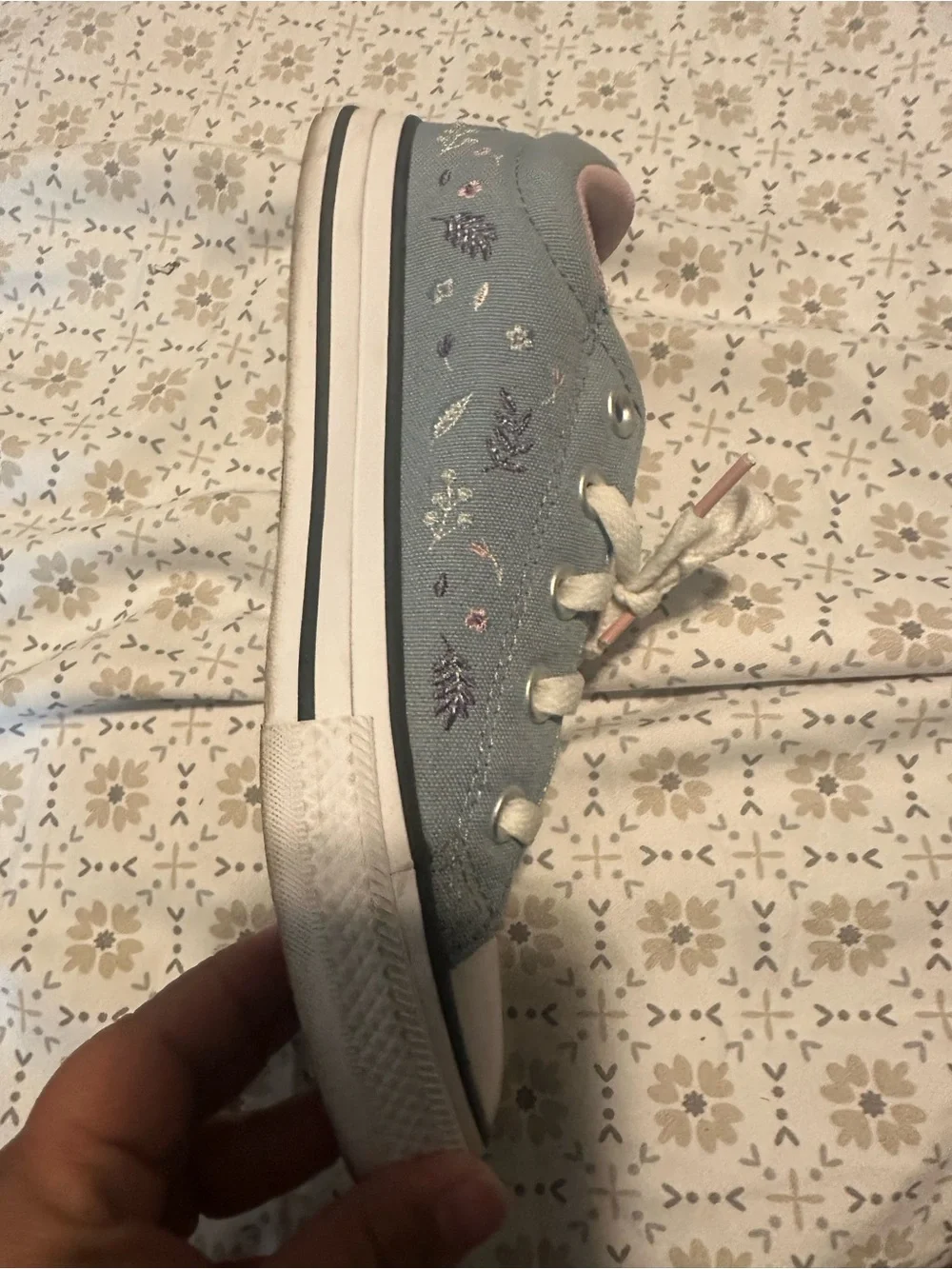 Converse Kids Low Top Sneakers - Blue with Pink Trim